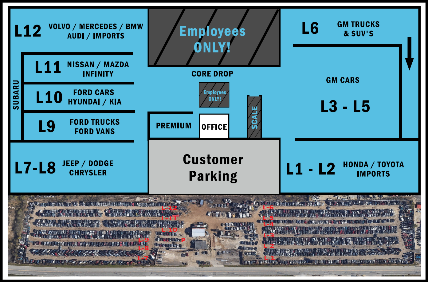 Jack's Auto Parts Yard Map
